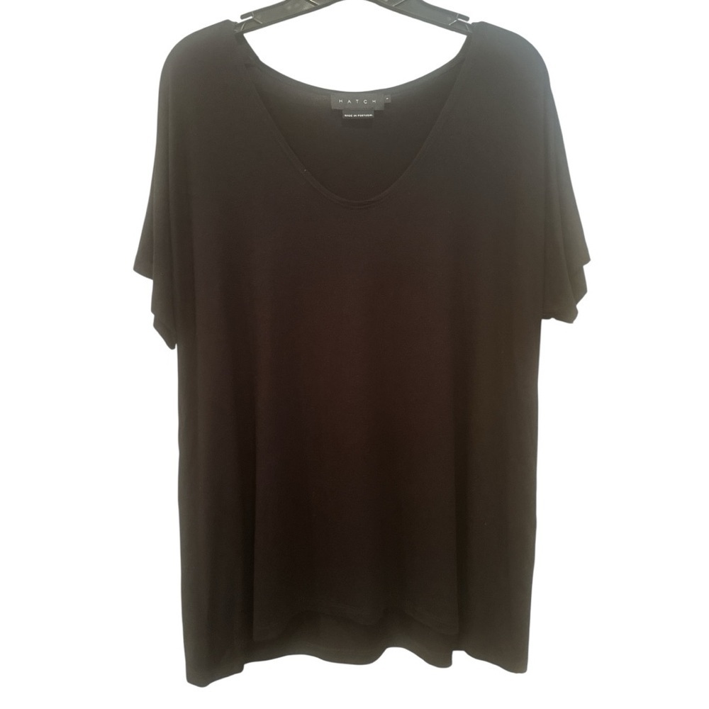Hatch Black Oversized Relaxed Tee Maternity Minimalist Stretch Comfy Sz 1-Small